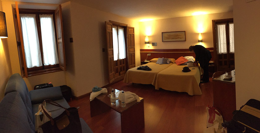 At the Hotel Santa Isabel in Toledo we had the cheapest room of the trip ($62/night wo breakfast), but it was spacious, attractive and well equipped.
