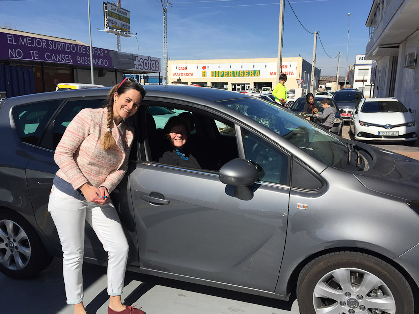 Well outside Toledo we rented our Hertz car from this lady. It was an Opel, with all mod cons, though we never read the Spanish instruction book to learn how to operate the navigation system.