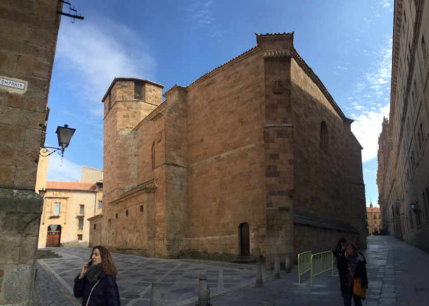 Fortress-like northwest corner of Iglesia San Benito in Salamanca.