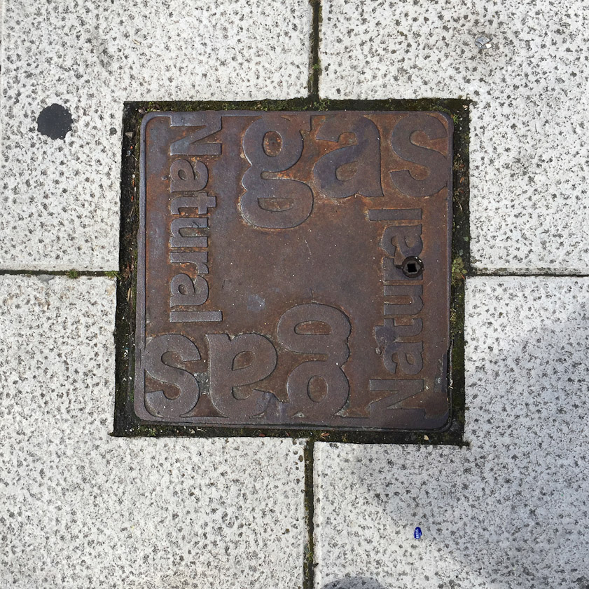 Manhole cover in Salamanca. Gas Natural is the name of the gas company.