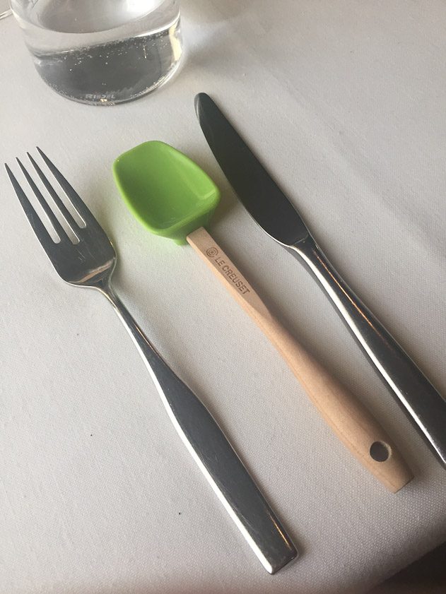 Our tableware was practical, to allow thorough scraping of little dabs.