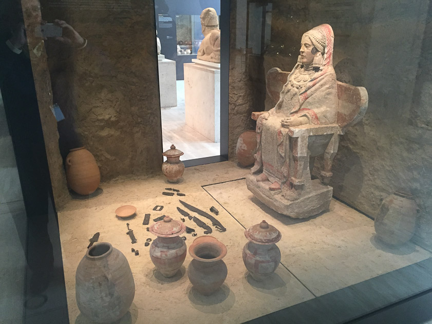 This is a tomb found in 1971 at Baza. It was in a trench 6 feet deep, once probably covered with timber.