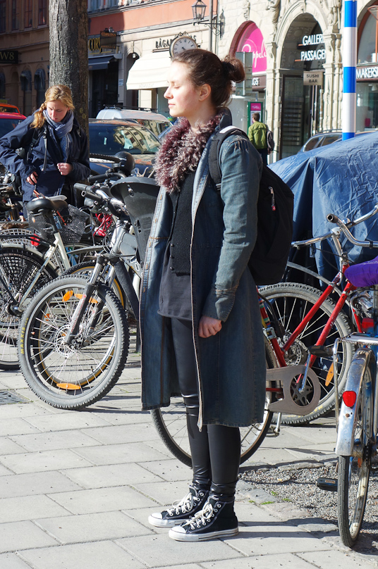 The old Celtic sun religion lives! This girl was standing perfectly still, soaking up rays.