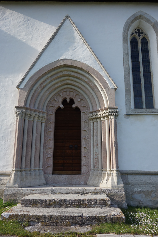 A typical doorway, with some interesting capitals.