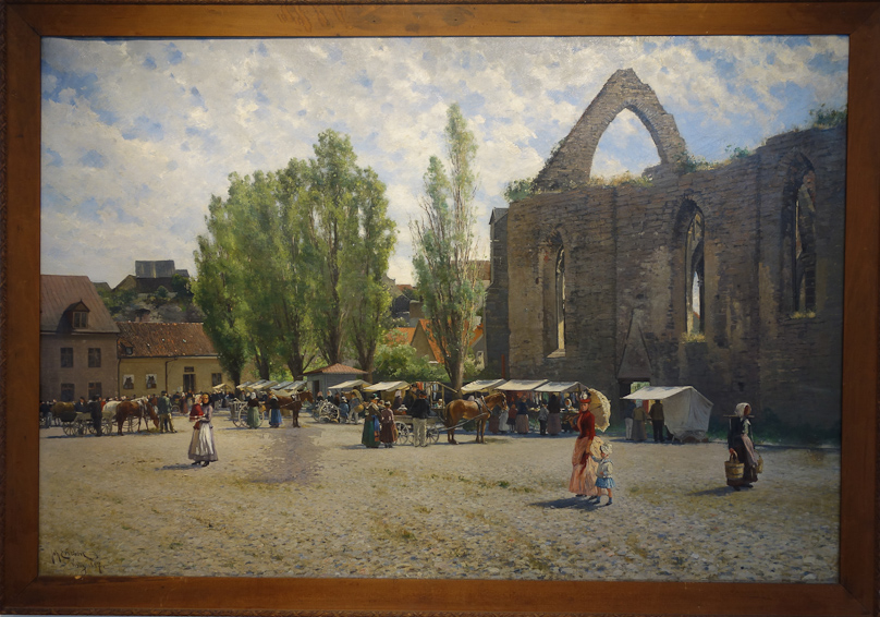 There are some nice paintings in the Konstmuseet in Visby. This shows the square next to the S:t Katherine ruins. Johan Ericson, 