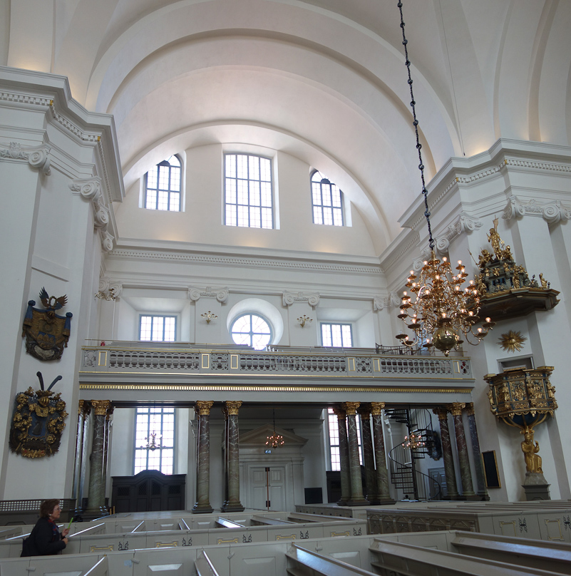 The transept is shorter than the east or west wings.