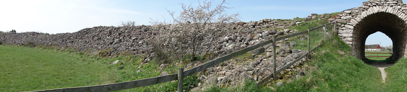 View from inside Gråborg. Gråbork is Sweden's largest prehistoric circular fort. This and 19 other similar constructions on Ö.and were built when Rome was collapsing. It was rebuilt in the 12c.