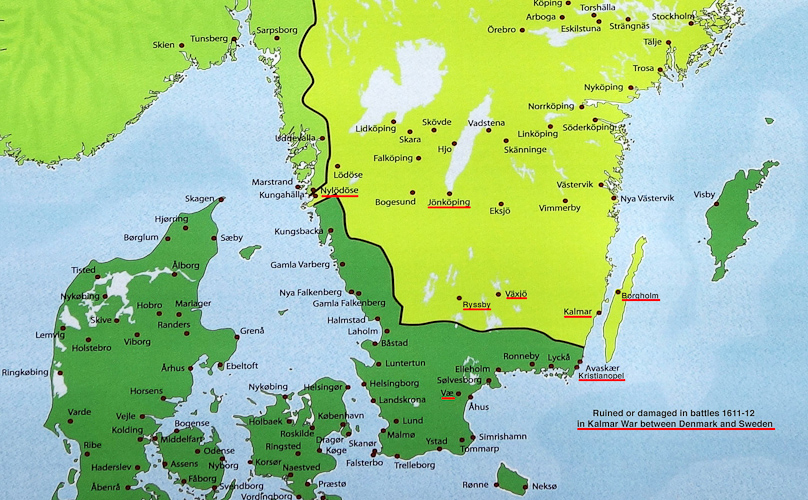 There was a display about the war of 1611-1612 waged by Christian IV of Denmark. He is celebrated in the city he founded, Kristianstad, but he brought ruin to much of southern Sweden.