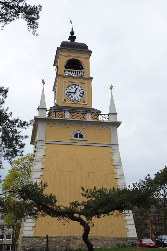 This clock tower is outside the modern naval base at Karlskrona. We blithely drove onto the base, but were chased on foot by a sentry who told us it was a closed military area. We had to wait while our passports were examined and our story told. Our guide books had misled us.