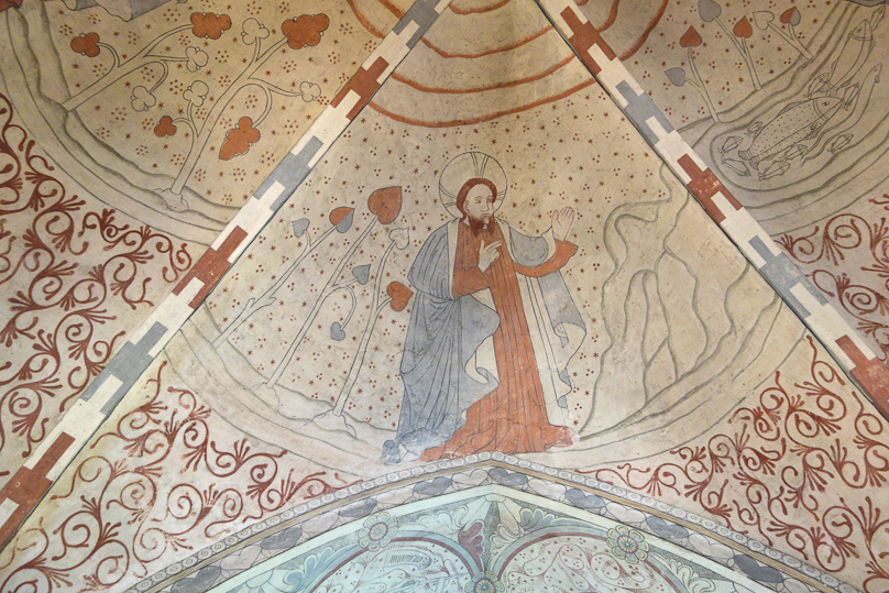 God appears to be creating mountains.