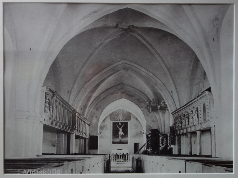 Vittskövle in 1887, before the restoration that unccovered the medieval vault paintings.