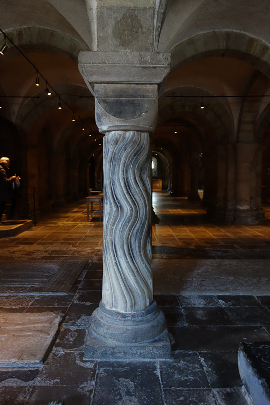 Less mysterious, but just as unusual is the wavy pattern on this column.
