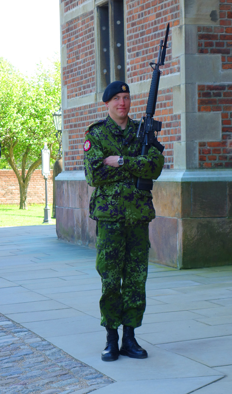 Army sentry guarding Rosenborg Castle