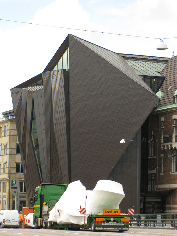 This is stuck on the facade of an old building.