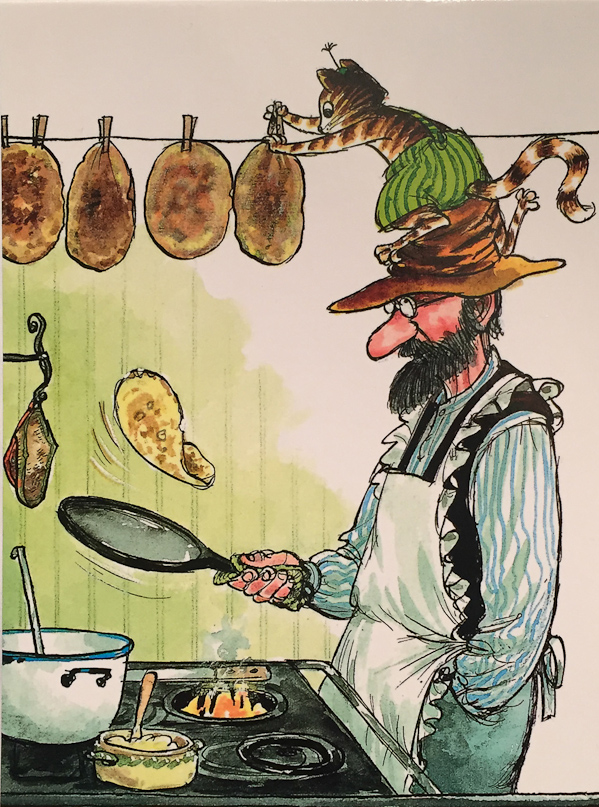 In the shop of the Nordiska Museet we found a book in the series of Old Man Pettson and his cat Findus. We promptly bought Findus as our trip mascot.