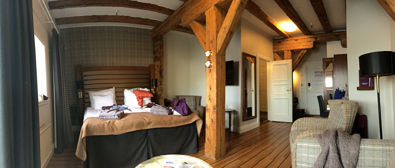 Our room at the Clarion Collection Packhuset in Kalmar was decorated to recall its previous existence as a waterfront warehouse.