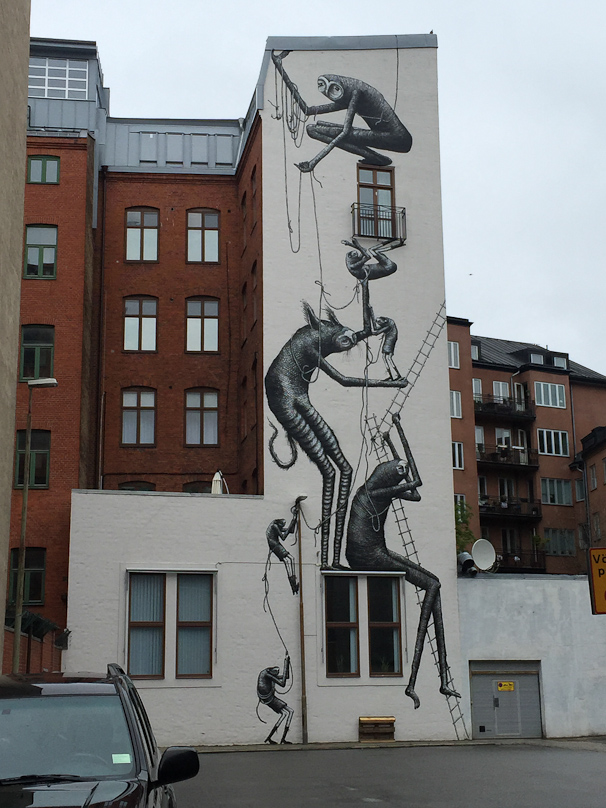 Public art en route to the Konsthall. The artist's name is Phlegm, and he/she is from the UK.