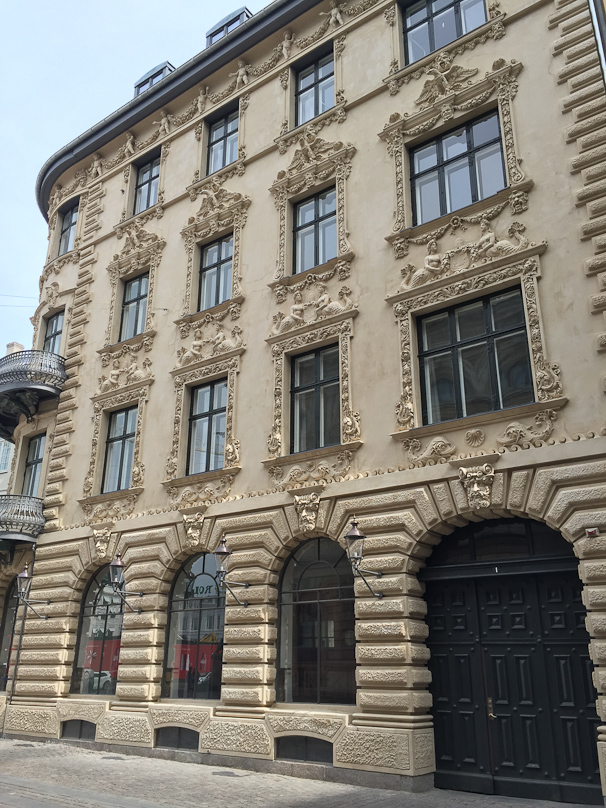 Ornately decorated building near our hotel, part of the theater complex in Copenhagen. The building is on a street named from the famous 19c Danish choreographer.
